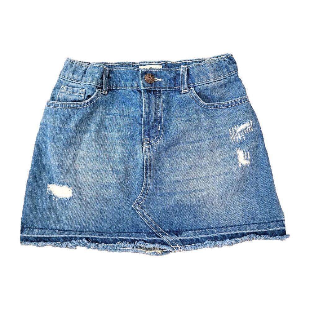 OshKosh Denim Mini Skirt Size 7 in Light Wash w/ Distressing